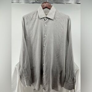 Hardy Amies gray cotton button down shirt